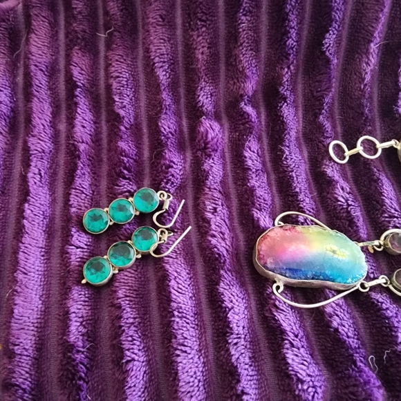 Sterling Silver with genuine rough and polished stones - Rainbow 🌈 inspired ✨️ - Picture 2 of 4